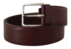 Dolce & Gabbana Maroon Calf Leather Wide Logo Engraved Buckle Belt -   -  Dolce & Gabbana.