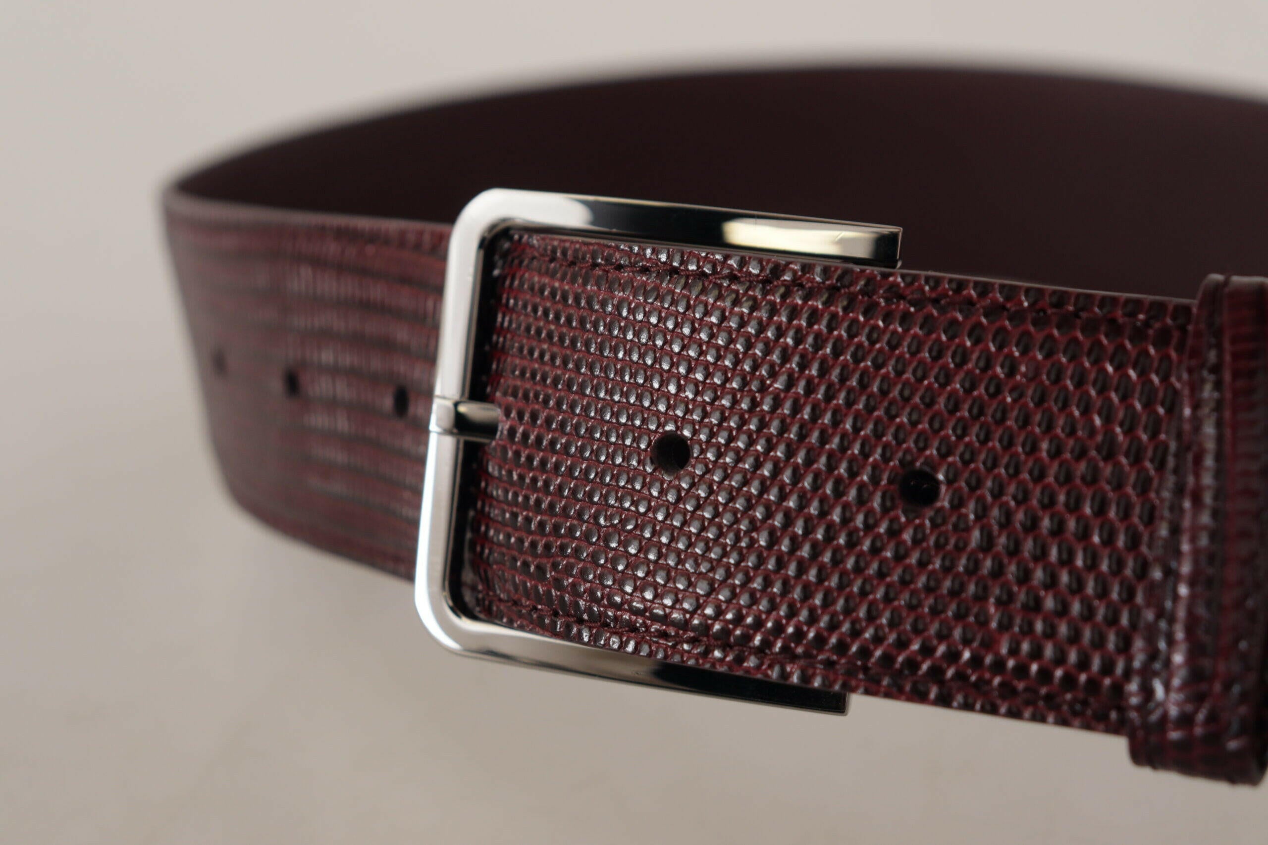 Dolce & Gabbana Maroon Calf Leather Wide Logo Engraved Buckle Belt -   -  Dolce & Gabbana.