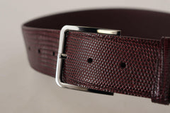 Dolce & Gabbana Maroon Calf Leather Wide Logo Engraved Buckle Belt -   -  Dolce & Gabbana.