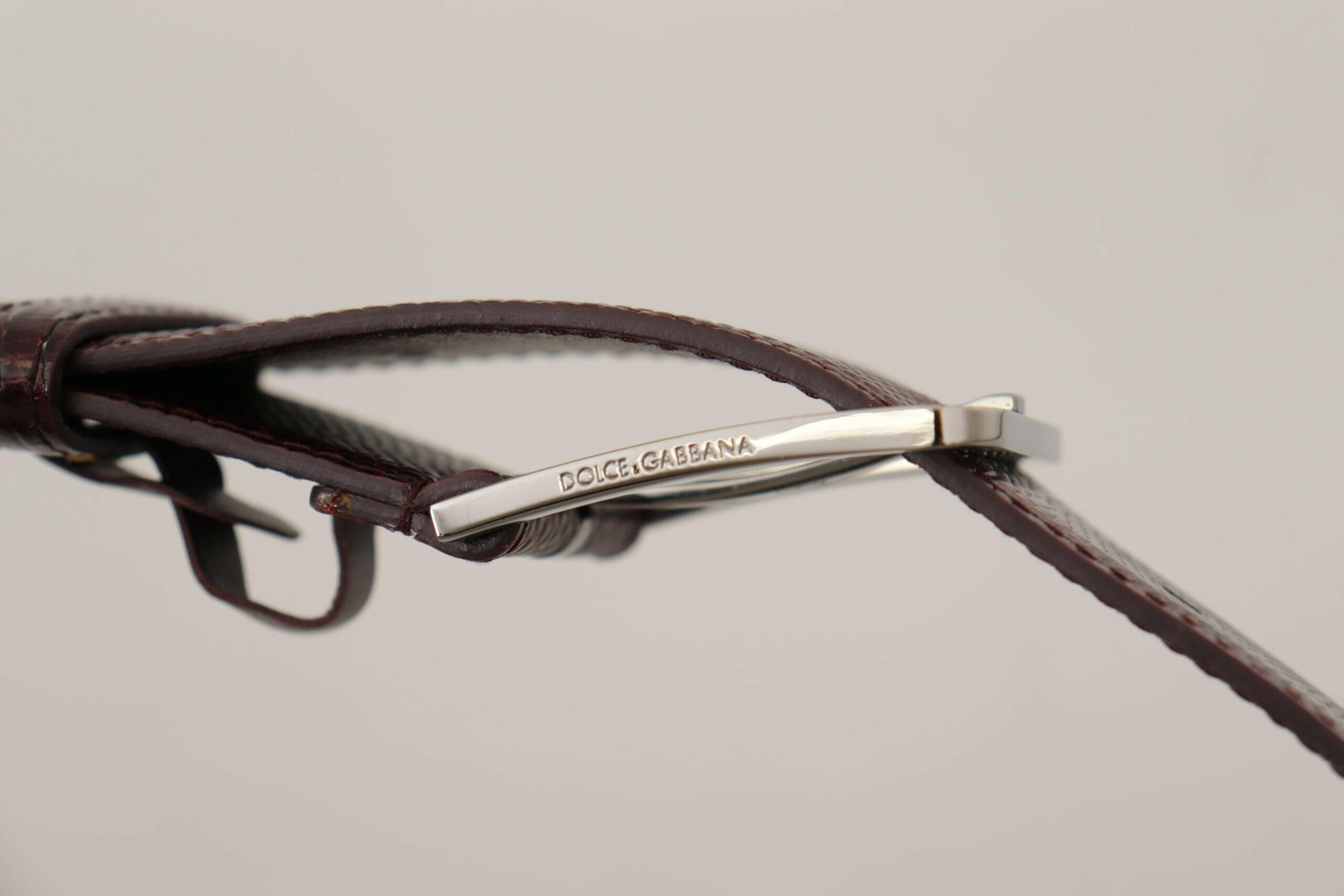 Dolce & Gabbana Maroon Calf Leather Wide Logo Engraved Buckle Belt -   -  Dolce & Gabbana.