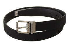 Dolce & Gabbana Black Canvas Leather Silver Tone Metal Buckle Belt -   -  Dolce & Gabbana.