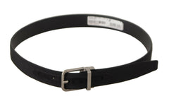 Dolce & Gabbana Black Canvas Leather Silver Tone Metal Buckle Belt -   -  Dolce & Gabbana.