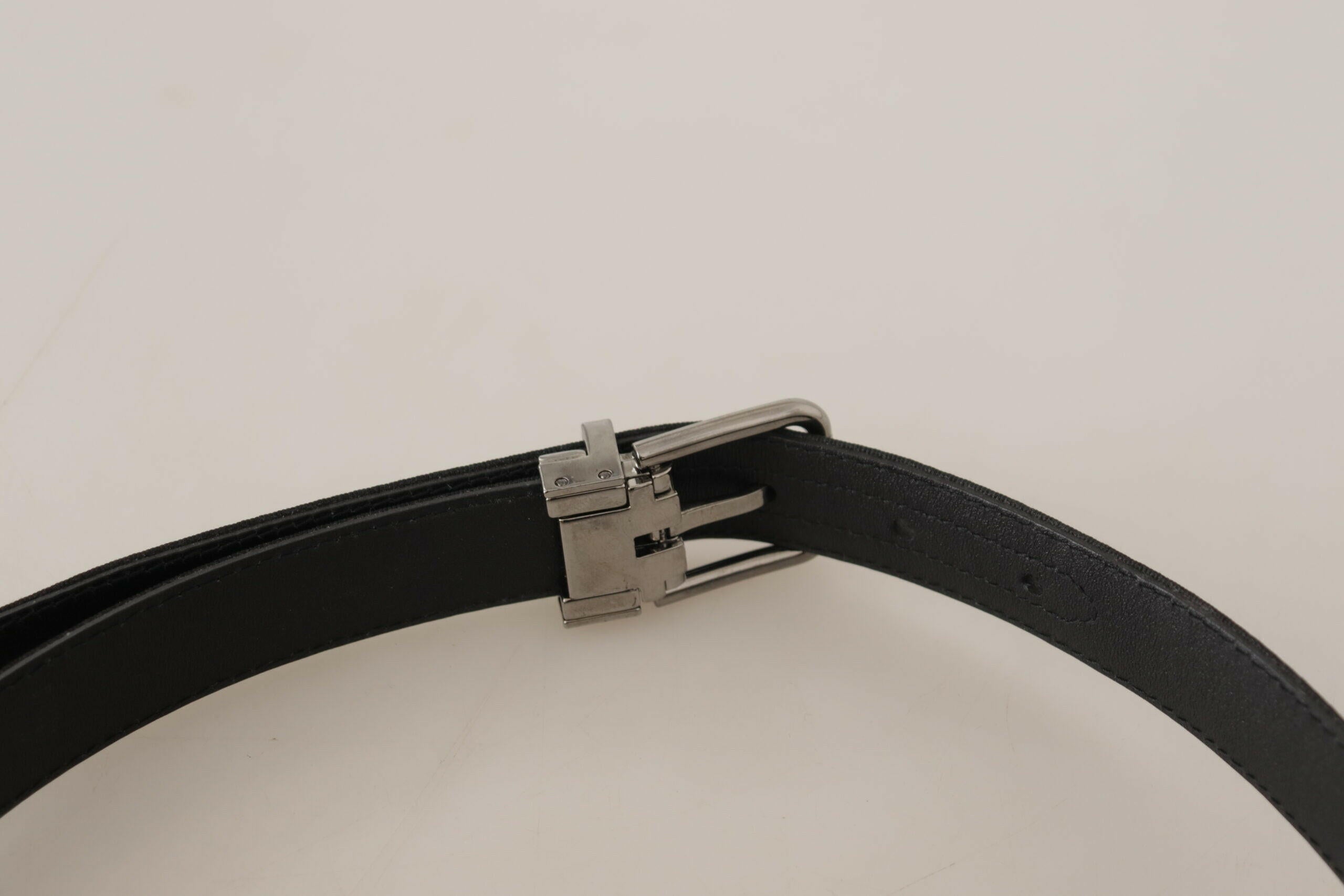 Dolce & Gabbana Black Canvas Leather Silver Tone Metal Buckle Belt -   -  Dolce & Gabbana.