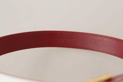Dolce & Gabbana White Calf Leather Two-Toned Gold Metal Buckle Belt -   -  Dolce & Gabbana.