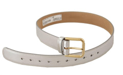 Dolce & Gabbana Silver Leather Gold Tone Logo Metal Buckle Belt -   -  Dolce & Gabbana.