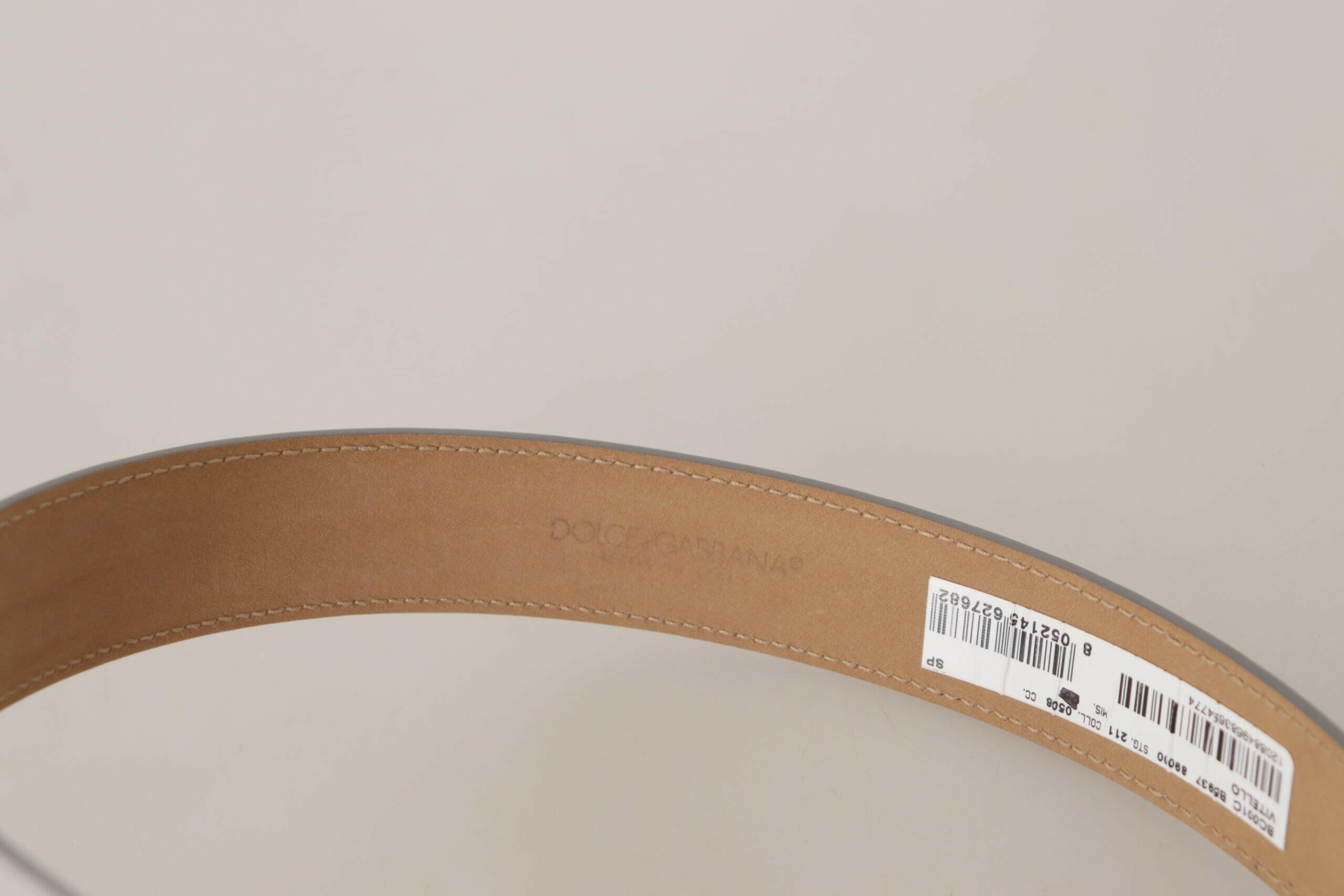 Dolce & Gabbana Silver Leather Gold Tone Logo Metal Buckle Belt -   -  Dolce & Gabbana.
