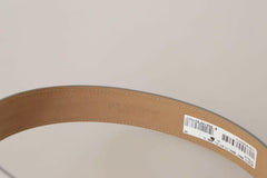 Dolce & Gabbana Silver Leather Gold Tone Logo Metal Buckle Belt -   -  Dolce & Gabbana.