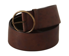 Dolce & Gabbana Dark Brown Wide Waist Leather Metal Round Buckle Belt -   -  Dolce & Gabbana.