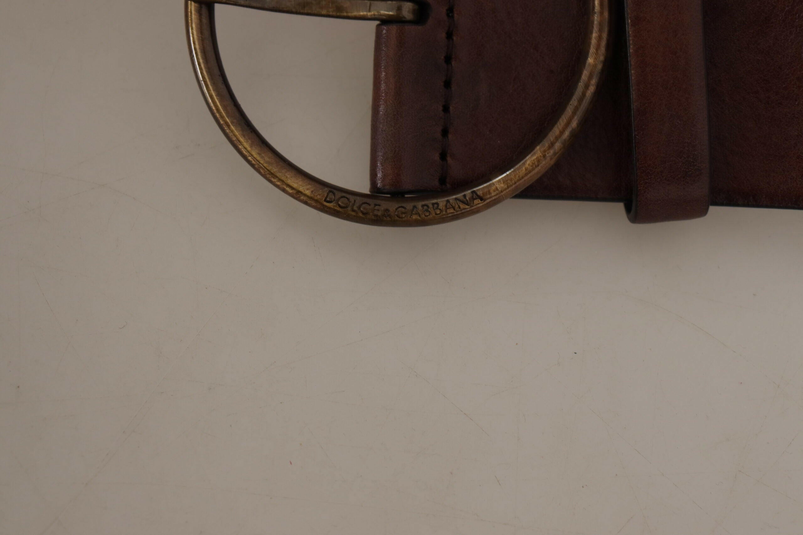 Dolce & Gabbana Dark Brown Wide Waist Leather Metal Round Buckle Belt -   -  Dolce & Gabbana.