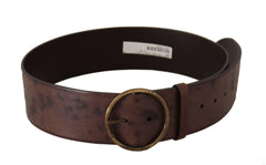 Dolce & Gabbana Dark Brown Wide Calf Leather Logo Round Buckle Belt -   -  Dolce & Gabbana.