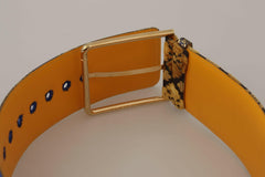 Dolce & Gabbana Blue Floral Patchwork Leather Wide Waist Buckle Belt -   -  Dolce & Gabbana.