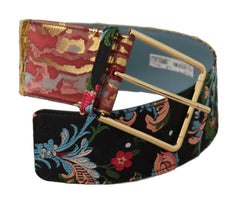 Dolce & Gabbana Multicolor Embroidered Leather Gold Metal Buckle Belt -   -  Dolce & Gabbana.