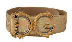 Dolce & Gabbana Gold Wide Waist Jacquard Baroque DG Logo Buckle Belt -   -  Dolce & Gabbana.