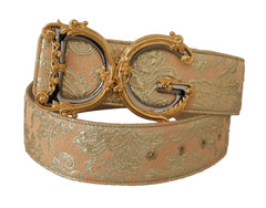 Dolce & Gabbana Gold Wide Waist Jacquard Baroque DG Logo Buckle Belt -   -  Dolce & Gabbana.