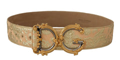 Dolce & Gabbana Gold Wide Waist Jacquard Baroque DG Logo Buckle Belt -   -  Dolce & Gabbana.