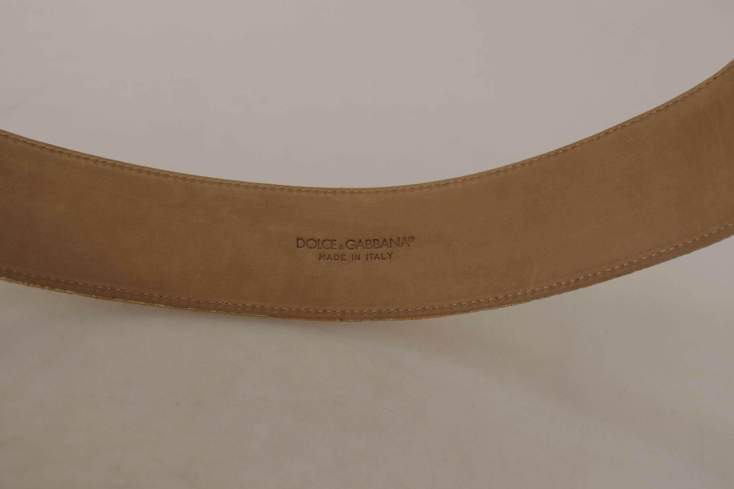 Dolce & Gabbana Gold Wide Waist Jacquard Baroque DG Logo Buckle Belt -   -  Dolce & Gabbana.