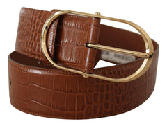Dolce & Gabbana Brown Wide Waist Leather Gold Oval Metal Buckle Belt -   -  Dolce & Gabbana.