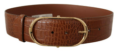 Dolce & Gabbana Brown Wide Waist Leather Gold Oval Metal Buckle Belt -   -  Dolce & Gabbana.