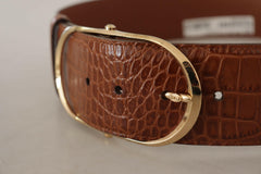 Dolce & Gabbana Brown Wide Waist Leather Gold Oval Metal Buckle Belt -   -  Dolce & Gabbana.