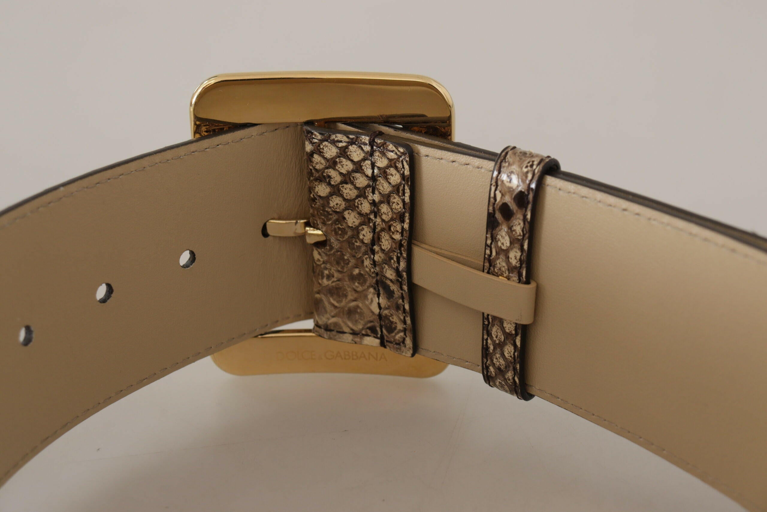 Dolce & Gabbana Brown Exotic Wide Waist Leather Gold Metal Buckle Belt -   -  Dolce & Gabbana.