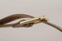 Dolce & Gabbana Bronze Calf Leather Gold Logo Waist Buckle Belt -   -  Dolce & Gabbana.