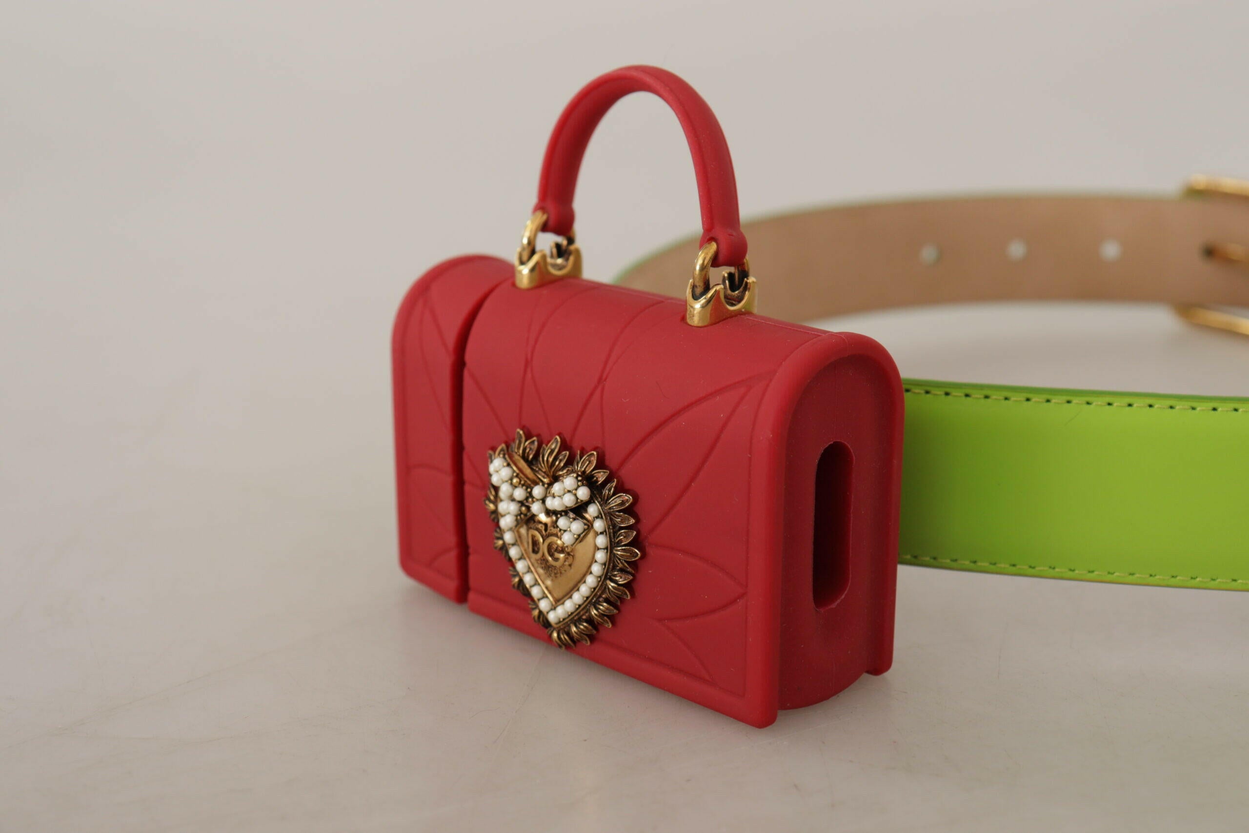 Dolce & Gabbana Green Leather Devotion Heart Micro Bag Headphones Belt -   -  Dolce & Gabbana.