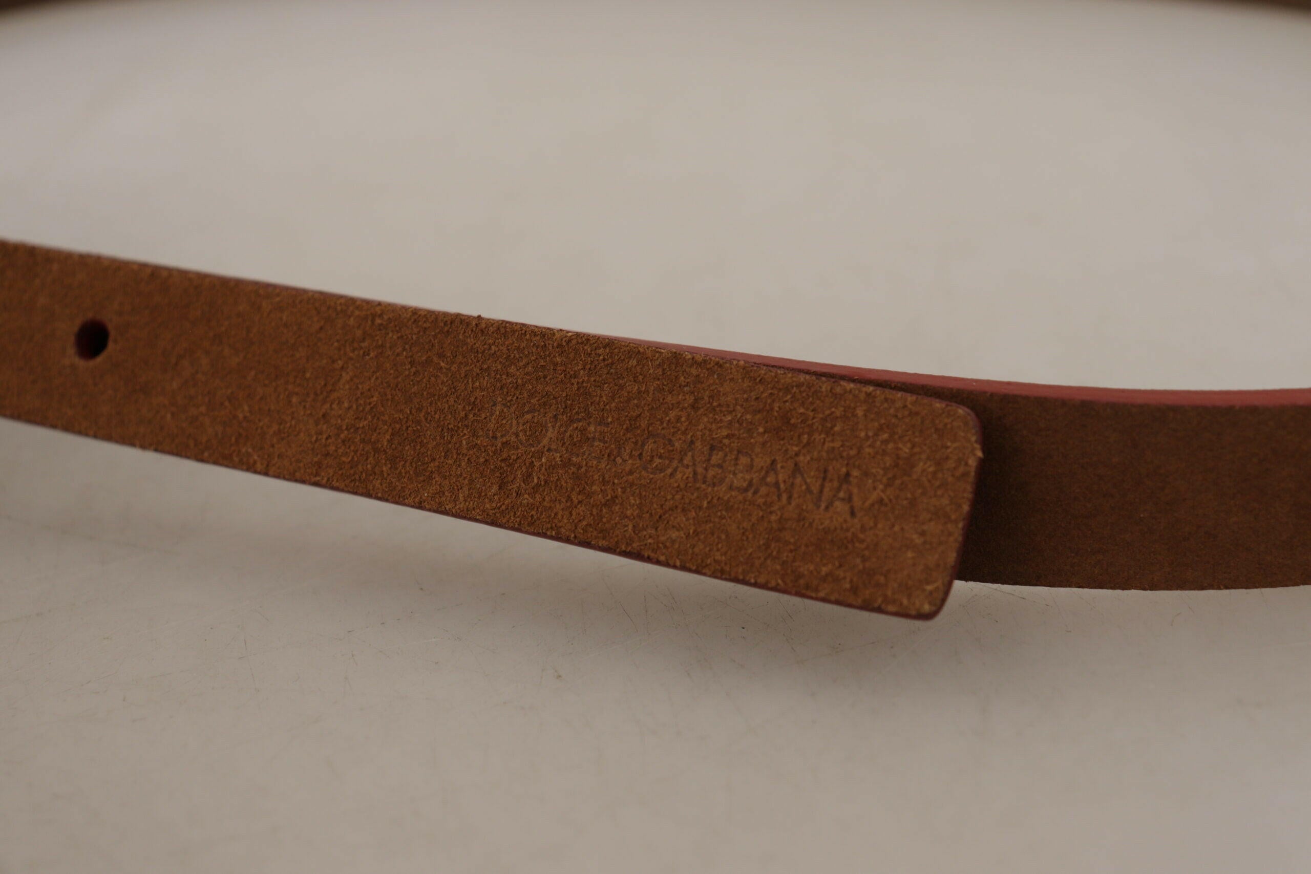 Dolce & Gabbana Brown Logo Engraved Metal Waist Buckle Belt -   -  Dolce & Gabbana.