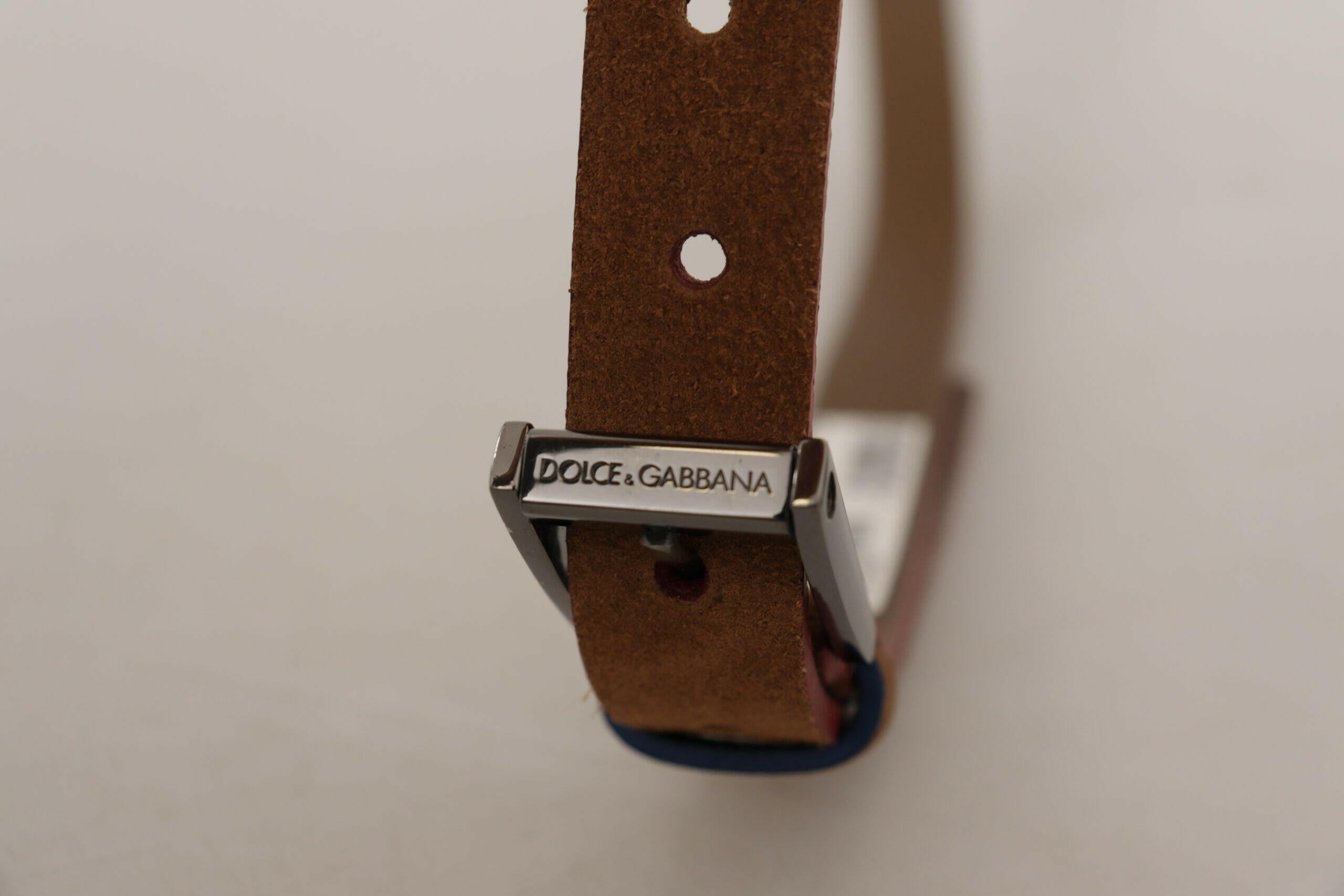 Dolce & Gabbana Brown Logo Engraved Metal Waist Buckle Belt -   -  Dolce & Gabbana.