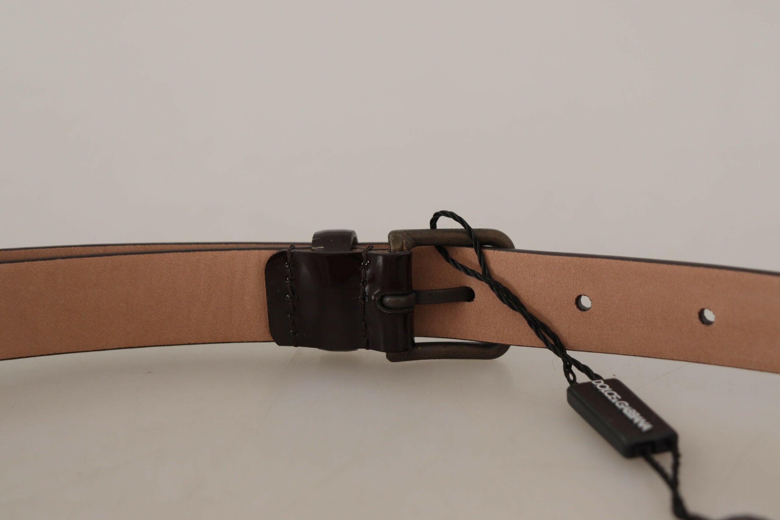 Dolce & Gabbana Black Patent Leather Logo Metal Waist Buckle Belt -   -  Dolce & Gabbana.