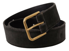 Dolce & Gabbana Brown Velvet Gold Tone Logo Metal Waist Buckle Belt -   -  Dolce & Gabbana.