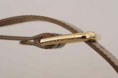 Dolce & Gabbana Bronze Leather Gold Logo Engraved Waist Buckle Belt -   -  Dolce & Gabbana.