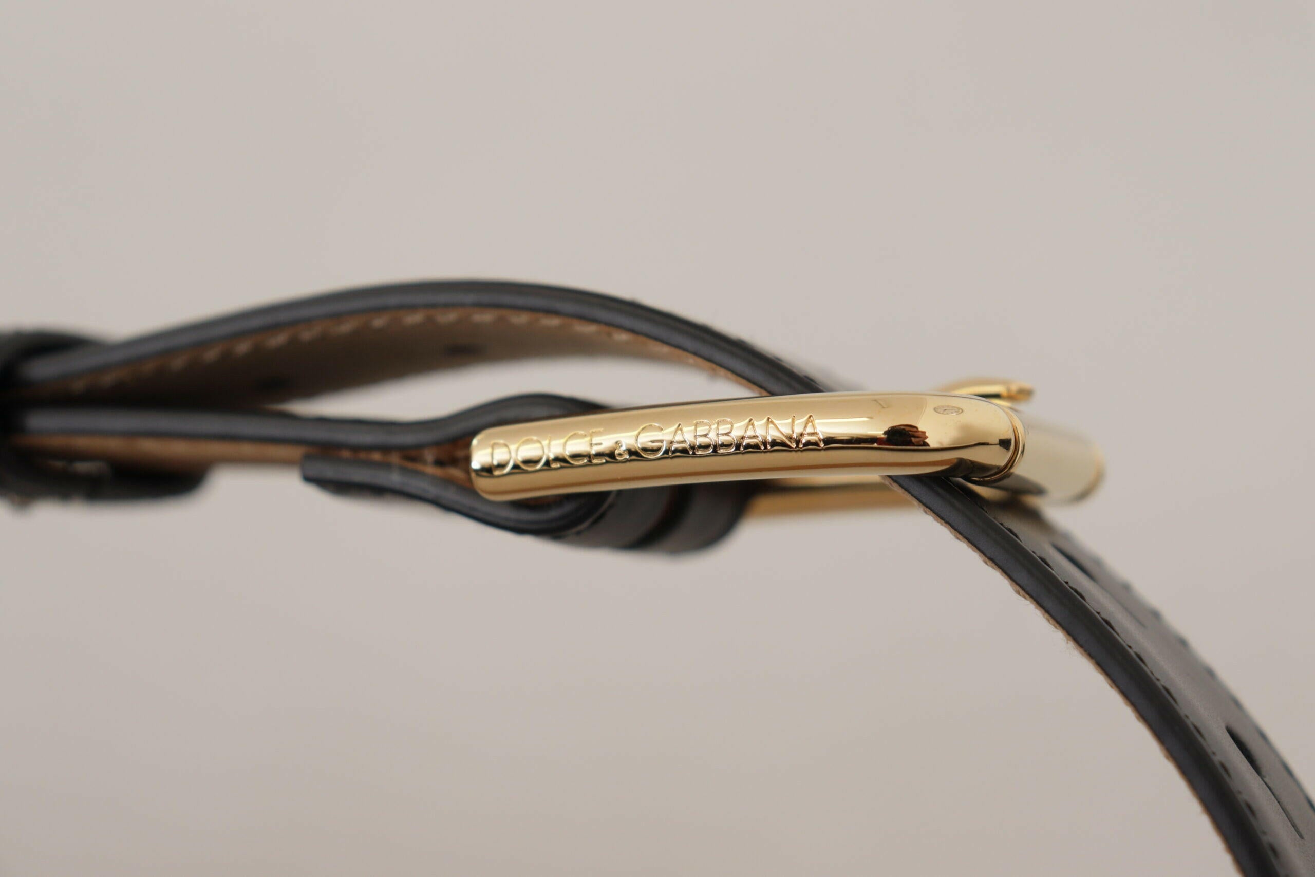 Dolce & Gabbana Black Solid Leather Classic Gold Waist Buckle Belt -   -  Dolce & Gabbana.
