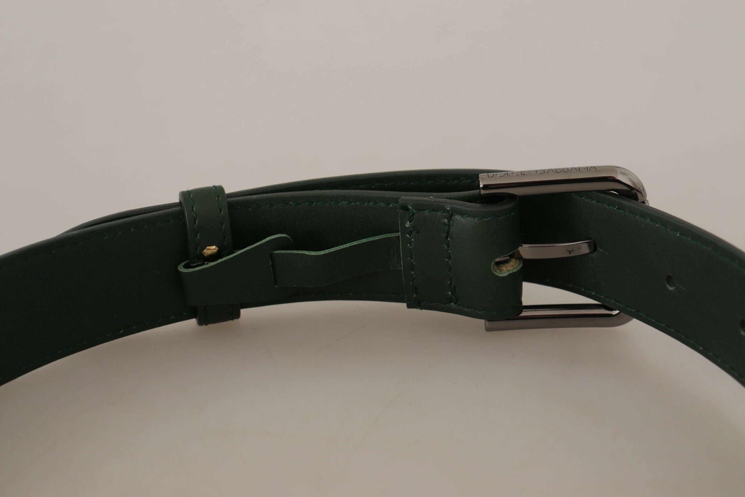 Dolce & Gabbana Army Green Leather Logo Metal Waist Buckle Belt -   -  Dolce & Gabbana.