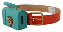 Dolce & Gabbana Orange Leather Devotion Heart Micro Bag Headphones Belt -   -  Dolce & Gabbana.
