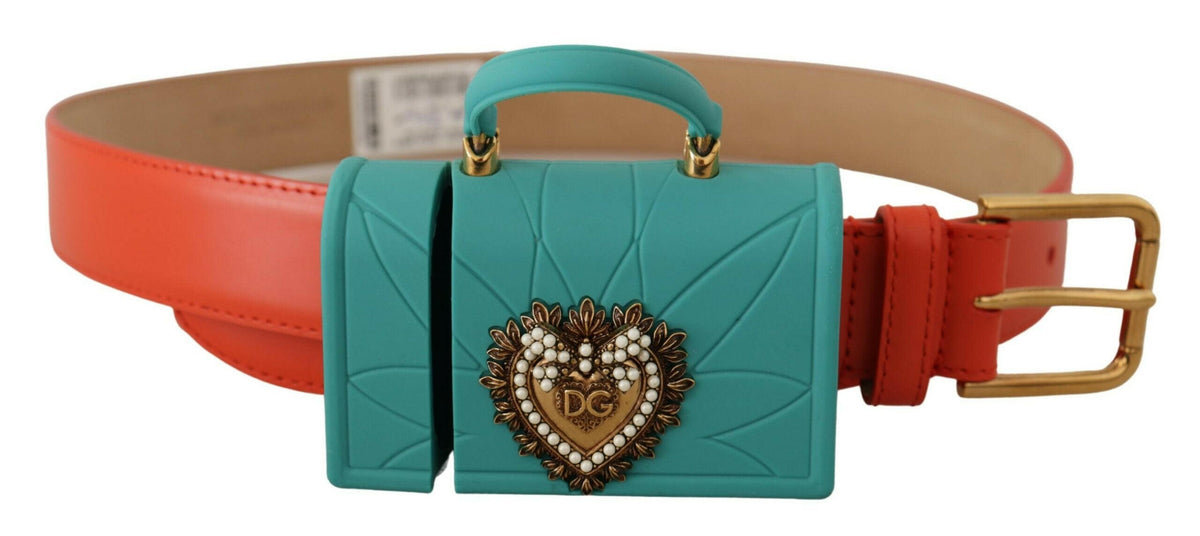 Dolce & Gabbana Orange Leather Devotion Heart Micro Bag Headphones Belt -   -  Dolce & Gabbana.