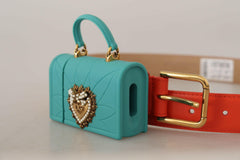 Dolce & Gabbana Orange Leather Devotion Heart Micro Bag Headphones Belt -   -  Dolce & Gabbana.