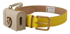 Dolce & Gabbana Yellow Leather Devotion Heart Micro Bag Headphones Belt -   -  Dolce & Gabbana.