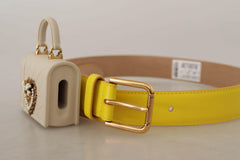 Dolce & Gabbana Yellow Leather Devotion Heart Micro Bag Headphones Belt -   -  Dolce & Gabbana.