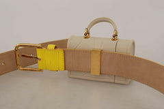 Dolce & Gabbana Yellow Leather Devotion Heart Micro Bag Headphones Belt -   -  Dolce & Gabbana.