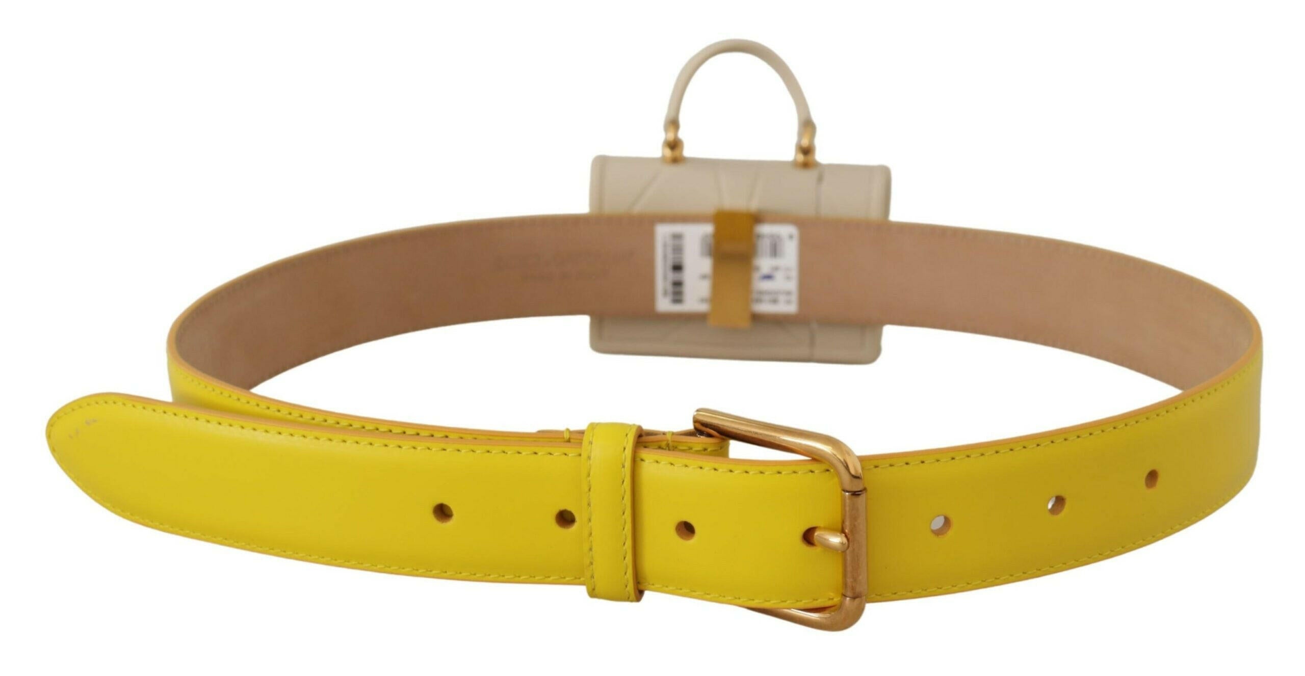 Dolce & Gabbana Yellow Leather Devotion Heart Micro Bag Headphones Belt -   -  Dolce & Gabbana.