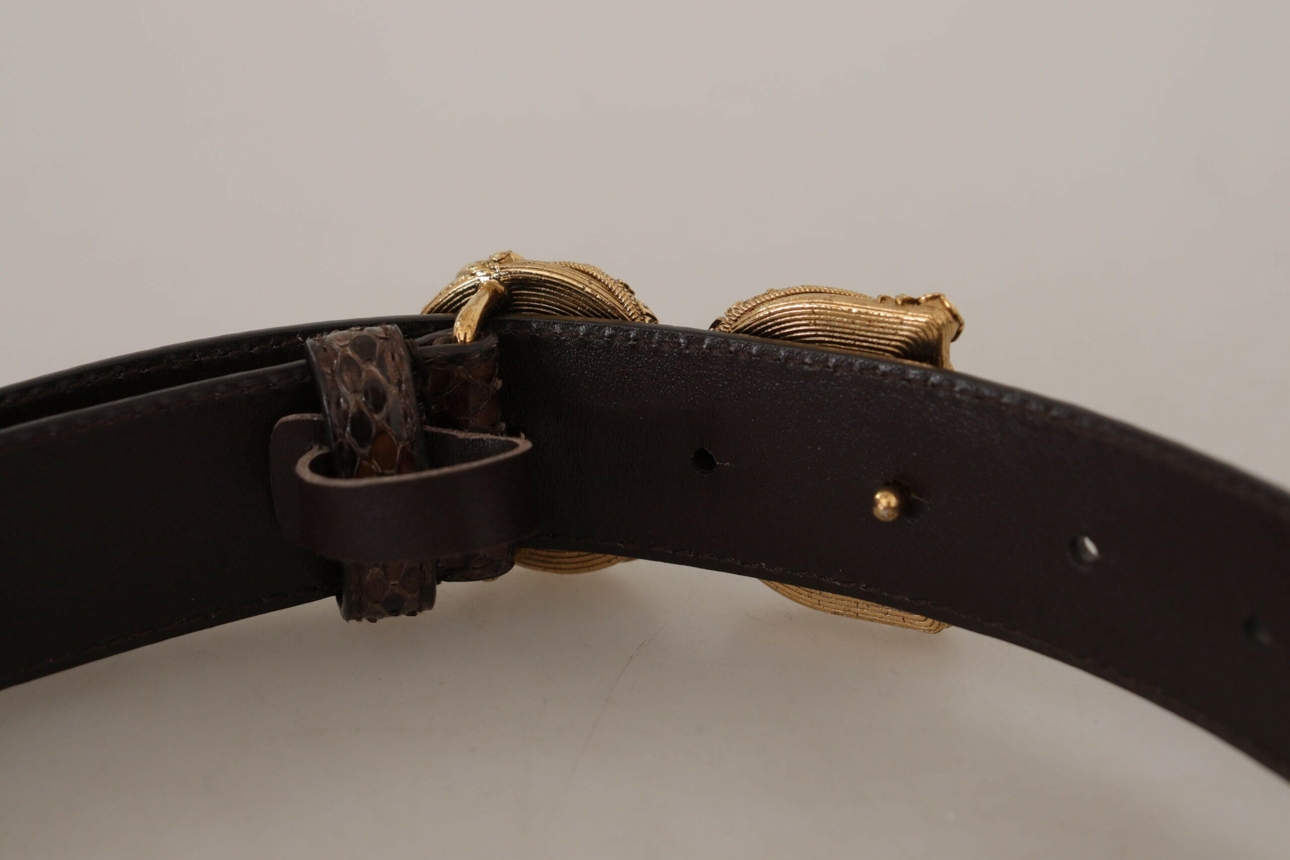 Dolce & Gabbana Brown Amore Animal Print Exotic Leather Logo Buckle Belt -   -  Dolce & Gabbana.