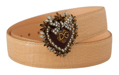 Dolce & Gabbana Beige Croc Pattern DEVOTION Heart DG Waist Buckle Belt -   -  Dolce & Gabbana.