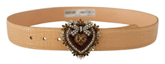 Dolce & Gabbana Beige Croc Pattern DEVOTION Heart DG Waist Buckle Belt -   -  Dolce & Gabbana.