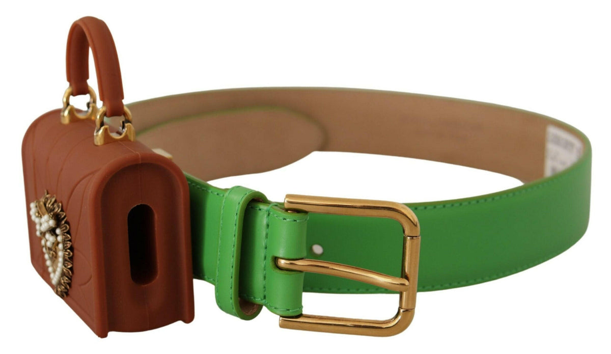 Dolce & Gabbana Green Leather Devotion Heart Micro Bag Headphones Belt -   -  Dolce & Gabbana.