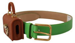 Dolce & Gabbana Green Leather Devotion Heart Micro Bag Headphones Belt -   -  Dolce & Gabbana.