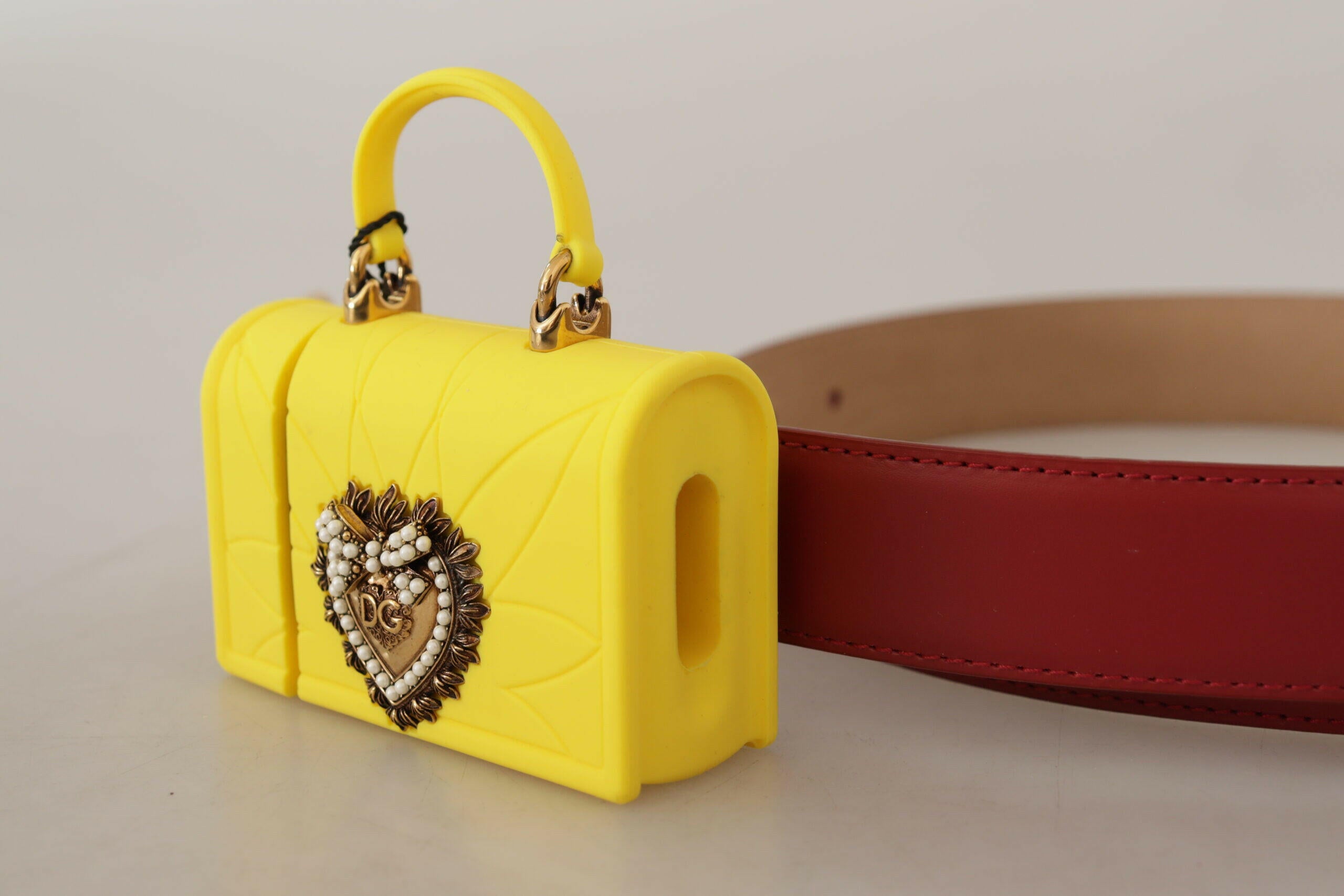 Dolce & Gabbana Red Leather Yellow DEVOTION Heart Bag Buckle Belt -   -  Dolce & Gabbana.