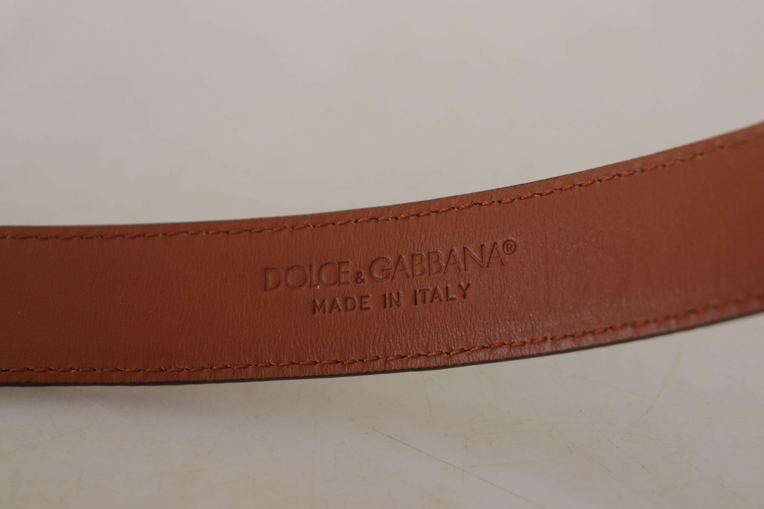 Dolce & Gabbana Brown Leopard Embossed Leather Buckle Belt -   -  Dolce & Gabbana.