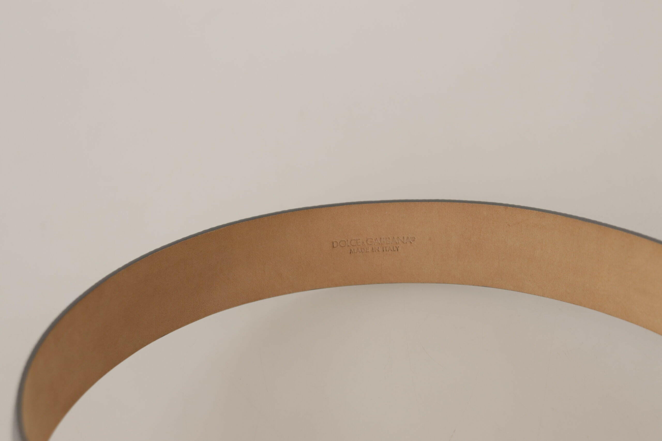 Dolce & Gabbana Metallic Silver Leather Metal Waist Buckle Belt -   -  Dolce & Gabbana.