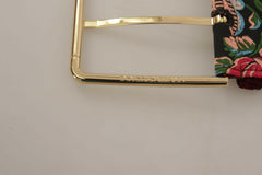 Dolce & Gabbana Red Embroidered Leather Gold Logo Metal Buckle Belt -   -  Dolce & Gabbana.