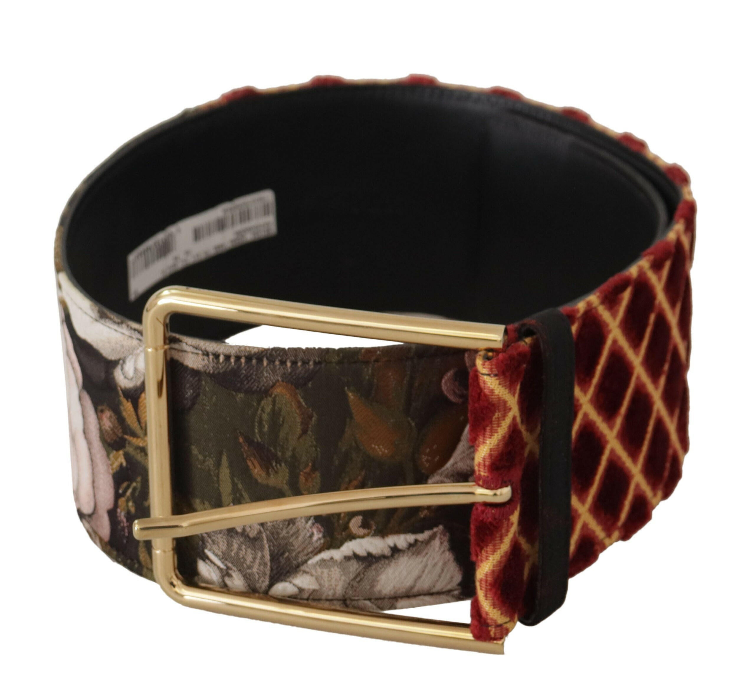 Dolce & Gabbana Multicolor Wide Leather Floral Gold Metal Buckle Belt -   -  Dolce & Gabbana.
